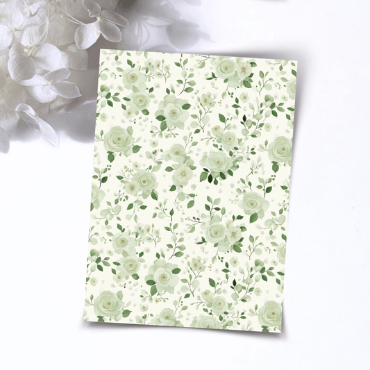 Transfer Paper – Green Florals | Voor Polymeer Klei - Water Transfer Paper - 196 - S.I. Originals