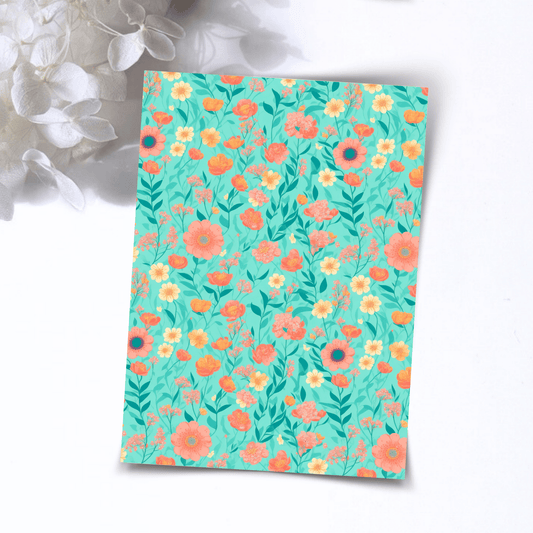 Transfer Paper – Green Watercolor Florals | Voor Polymeer Klei - Water Transfer Paper - 168 - S.I. Originals