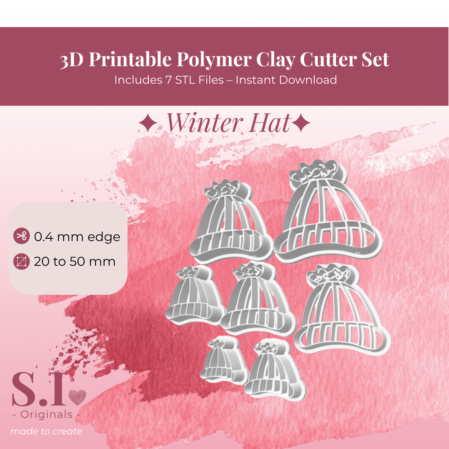 Winter Hat cutter - digital STL file - S.I. Originals